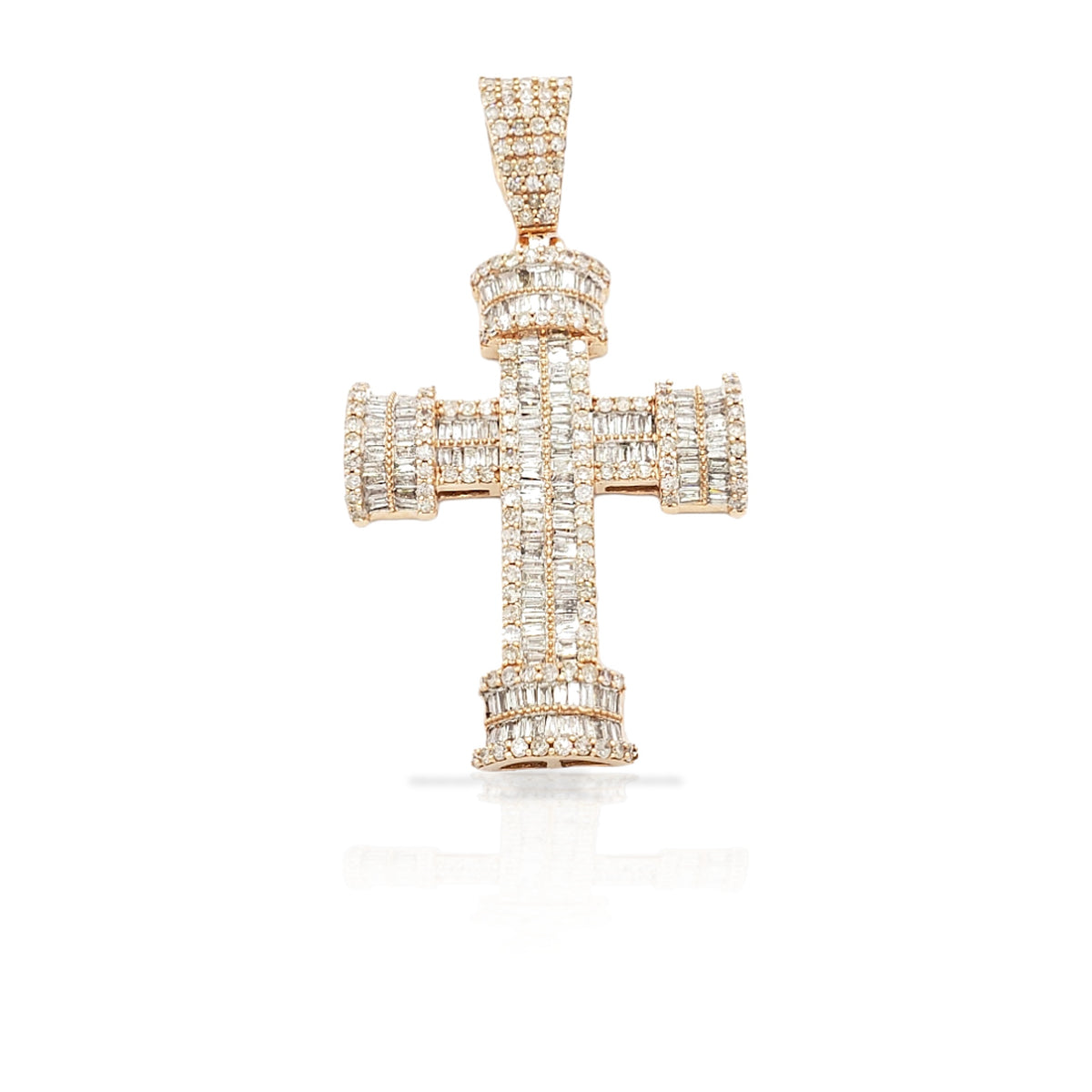 14K Baguette Diamond Cross With 2.69 Carats Of Diamonds