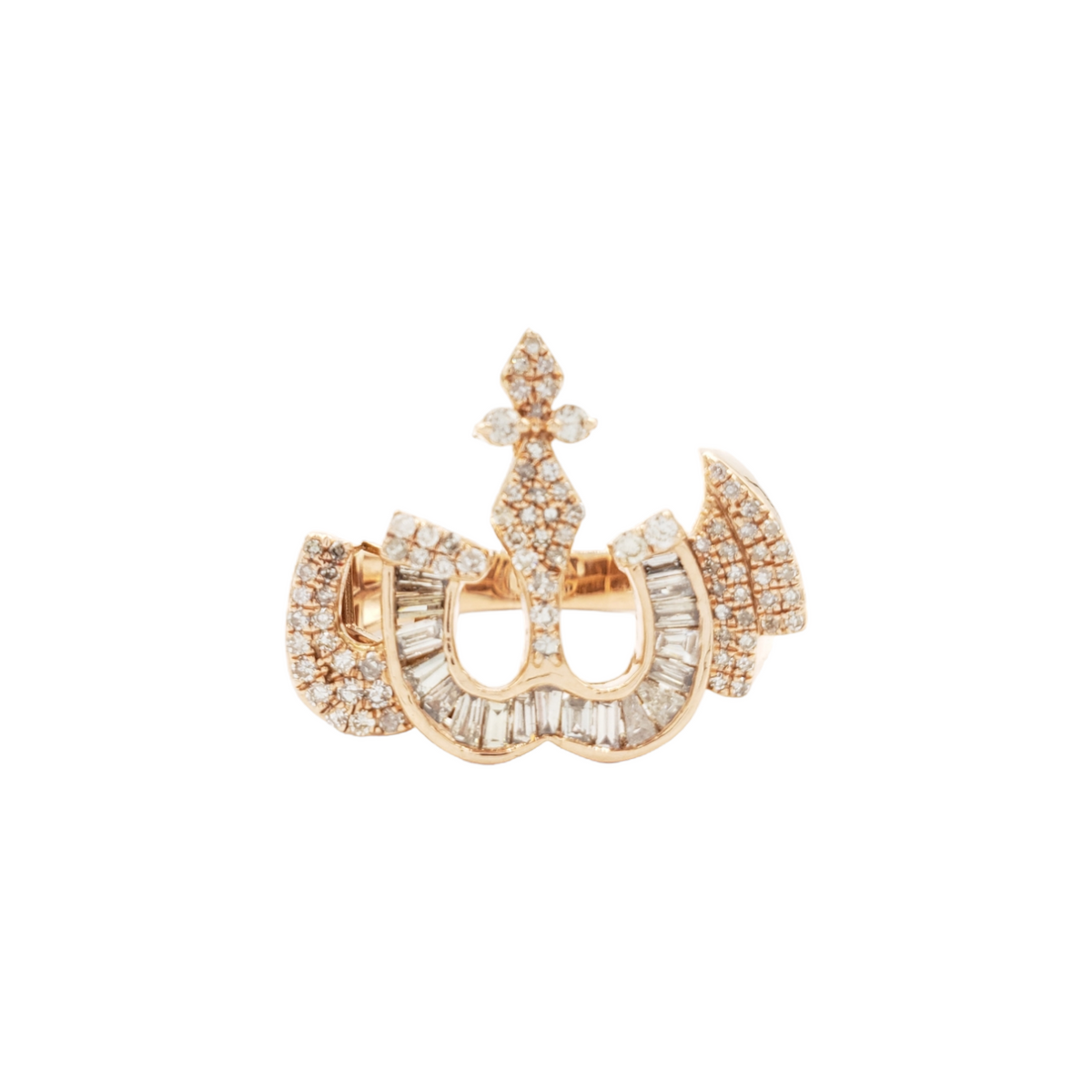 14K Gold Allah Baguette Natural Diamond Ring for Men – 0.92 CTW