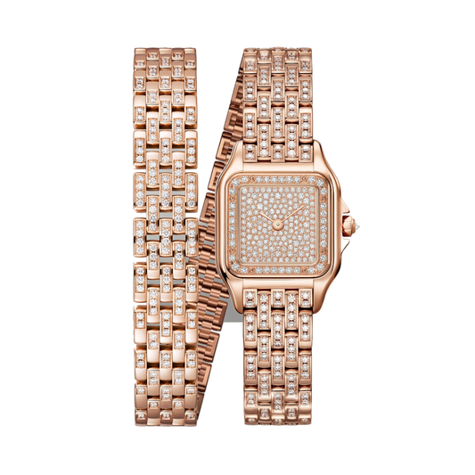 Cartier Panthère de Cartier WJPN0062 - Small model Rose gold, Rose gold set with 172 diamonds (0.47 ct) Dial, Rose gold double-loop bracelet semi-set
