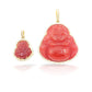 14K Yellow Gold Diamond Buddha With Red Jade