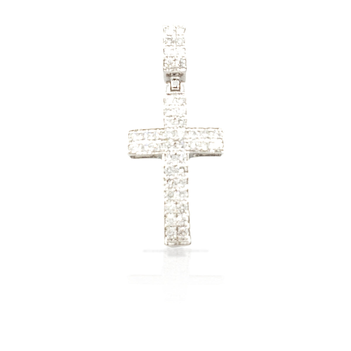 2.0 14K Two Row Diamond Cross With 1.34 Carats Of Diamonds