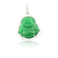 14K White Gold Diamond Buddha With Green Jade