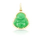 14K Yellow Gold Diamond Buddha With Green Jade