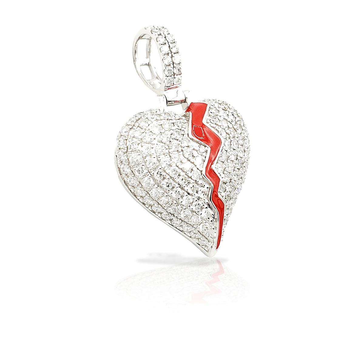 14K Diamond Broken Heart With 2.64 Carats Of Diamonds