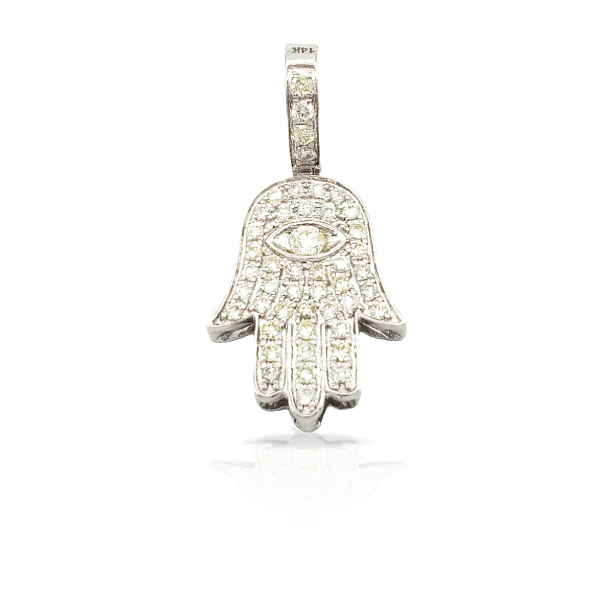 14K Eye Diamond Hamsa With 0.84 Carats Of Diamonds