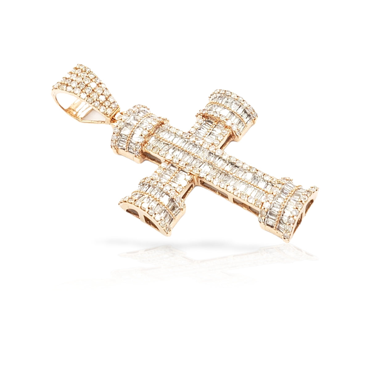 14K Baguette Diamond Cross With 2.69 Carats Of Diamonds