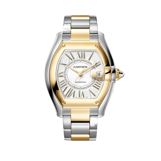 Cartier Roadster W2RD0010 - Large model Steel with 18K yellow gold bezel, White Dial, 18K yellow gold and steel bracelet