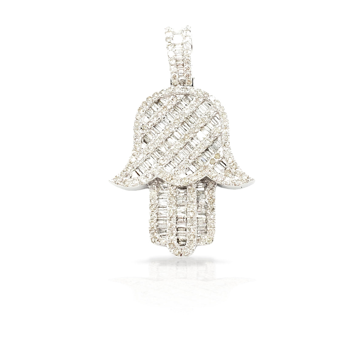 14K Baguette Diamond Hamsa With 2.44 Carats Of Diamonds
