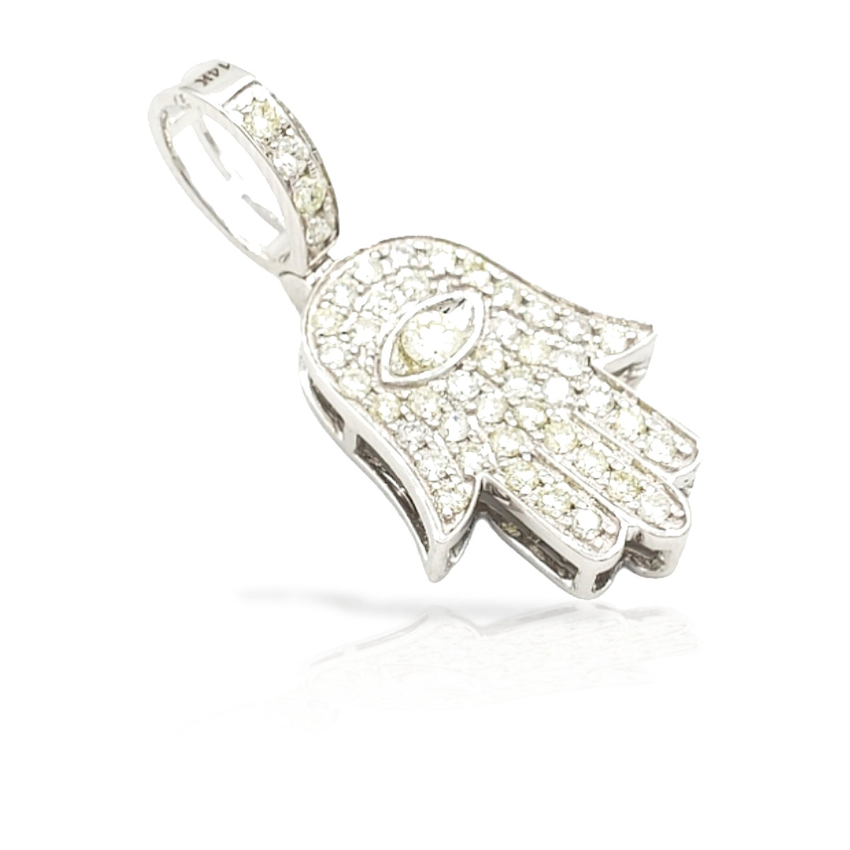 14K Eye Diamond Hamsa With 0.84 Carats Of Diamonds
