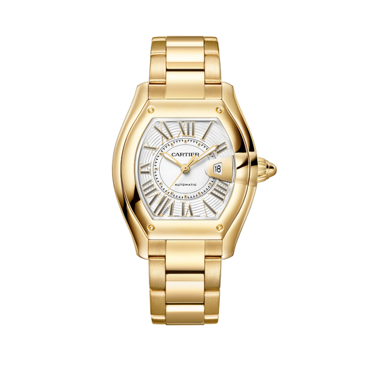 Cartier Roadster WGRD0011 - Medium model 18K yellow gold, White Dial, 18K yellow gold bracelet