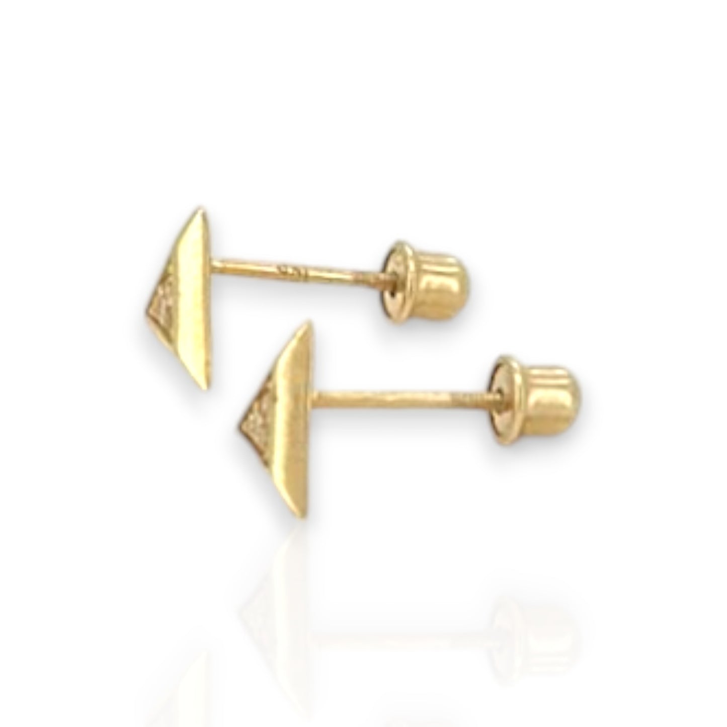 Triangle CZ Stud Earrings - 10K Yellow Gold