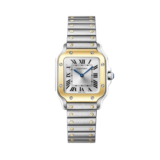 Cartier Santos de Cartier W2SA0033 - Small model Gold and steel (18K yellow gold and steel case), Silvered sunray Dial, Steel bracelet