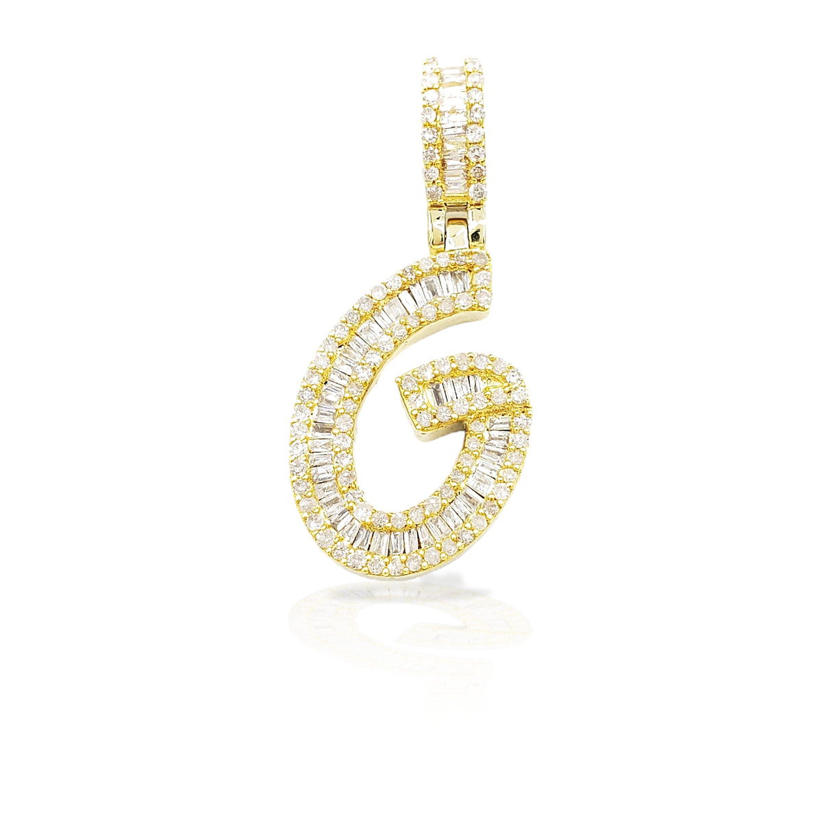 14K Gold Baguette Diamond Letter Pendants