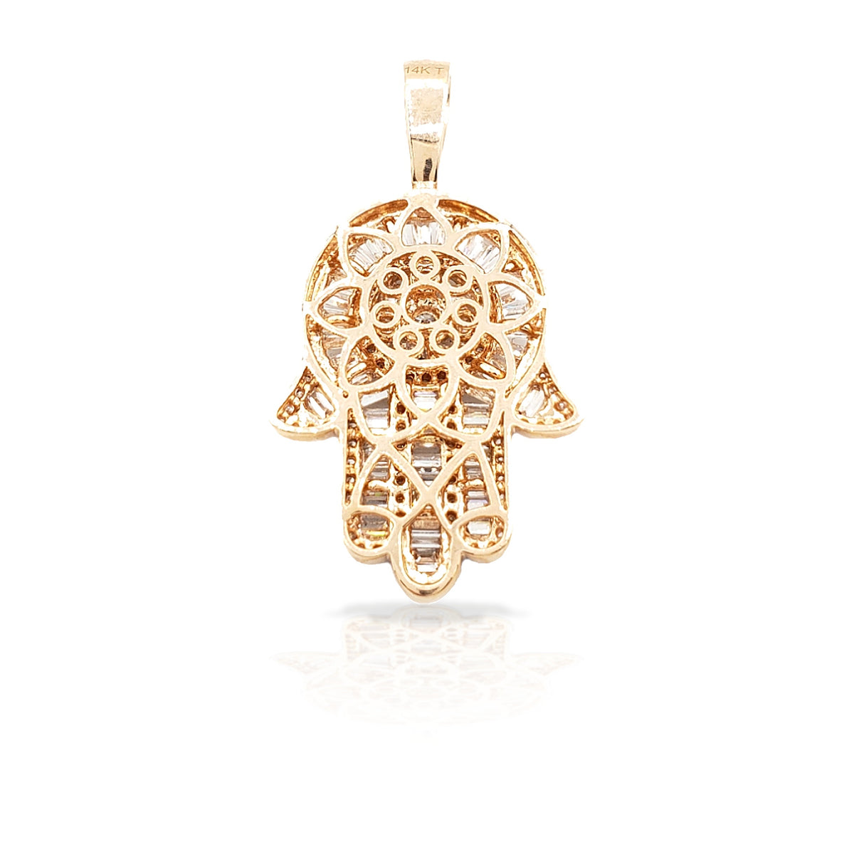 14K Baguette Diamond Hamsa With 3.05 Carats Of Diamonds
