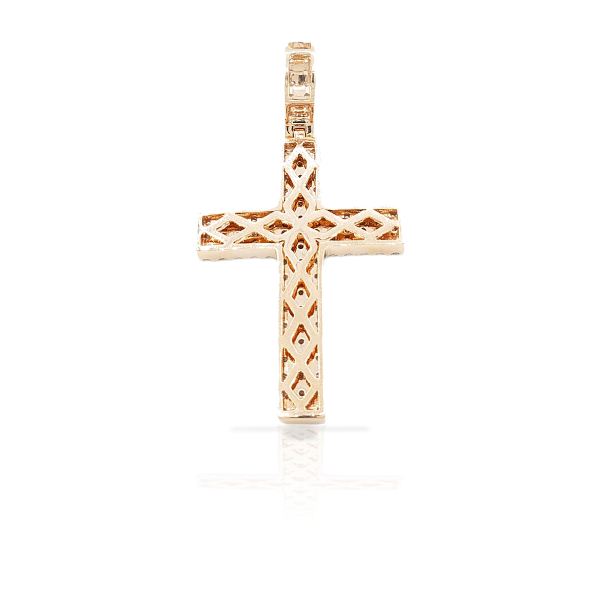 14K Three Row Diamond Cross With 1.69 Carats Of Diamonds