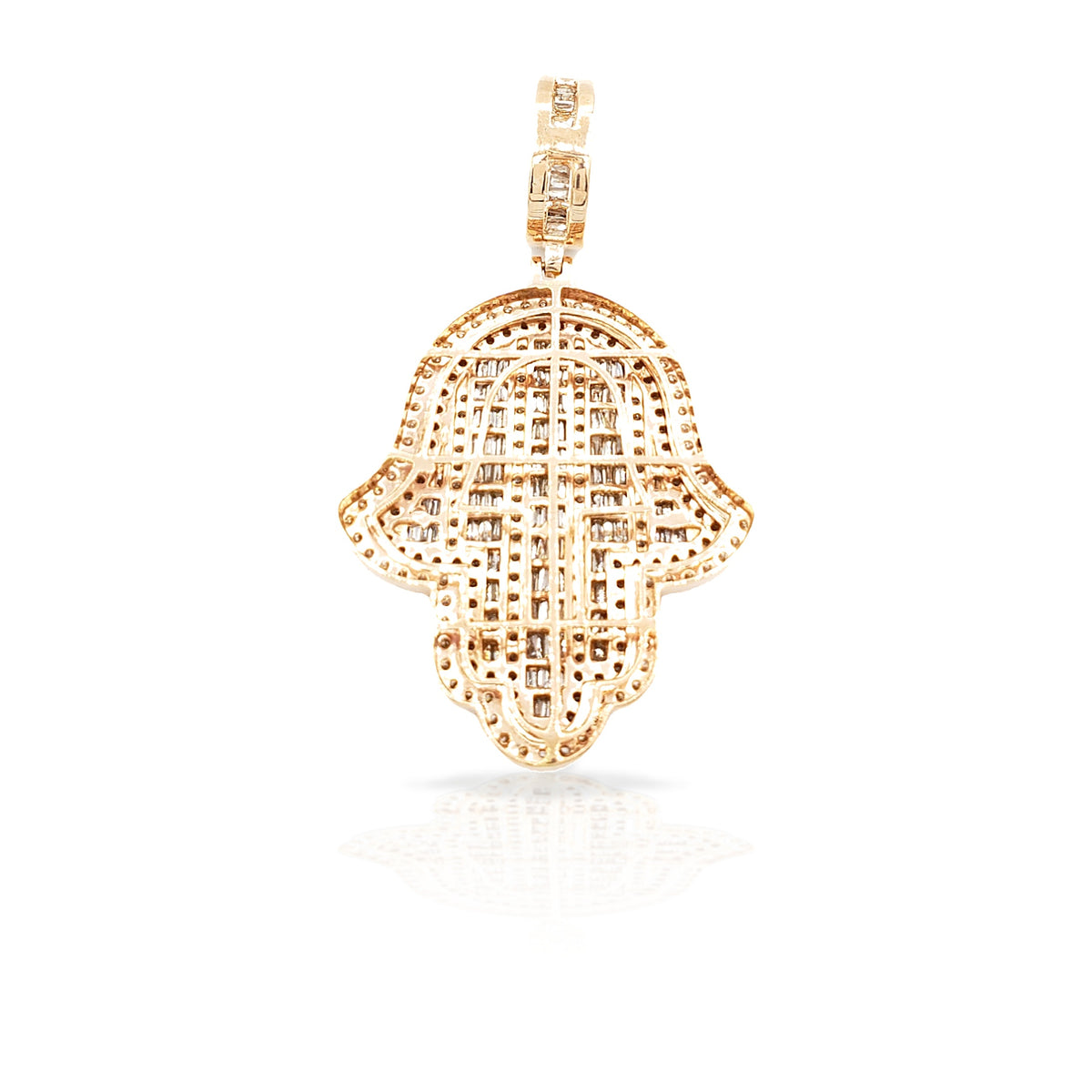 14K Baguette Diamond Hamsa With 4.57 Carats Of Diamonds