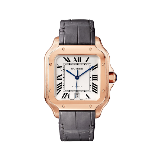 Cartier Santos de Cartier WGSA0019 - Large model Rose gold, Opaline silver Dial, Two straps
