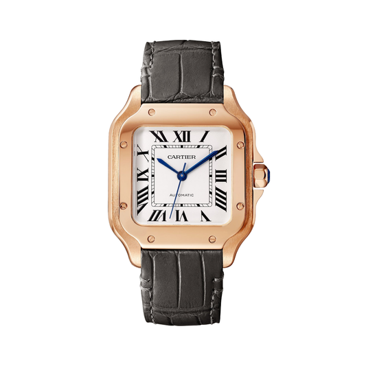 Cartier Santos de Cartier WGSA0028 - Medium model 18K rose gold, Opaline silver Dial, Two straps