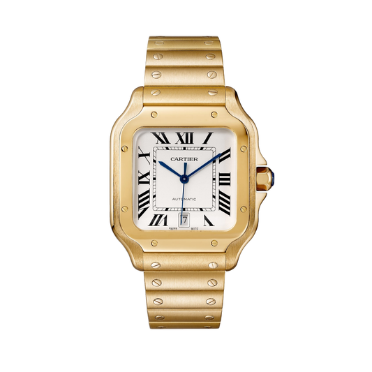 Cartier Santos de Cartier WGSA0029 - Large model Yellow gold, Silvered opaline Dial, Yellow gold bracelet