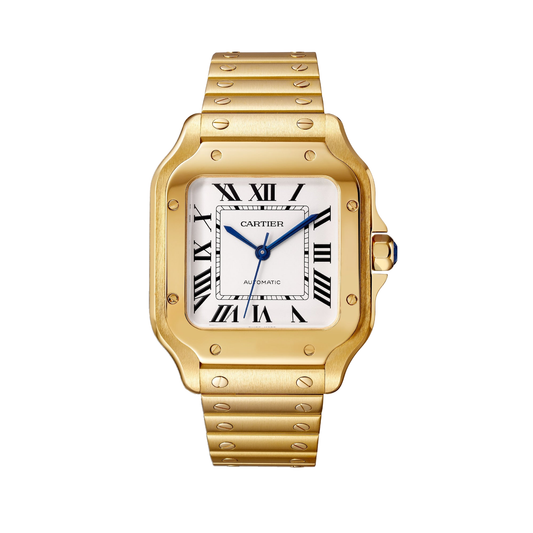 Cartier Santos de Cartier WGSA0030 - Medium model 18K yellow gold, Silvered opaline Dial, 18K yellow gold bracelet
