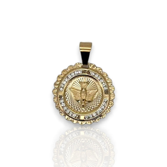 Medallion Swallow CZ - 10K Yellow Gold