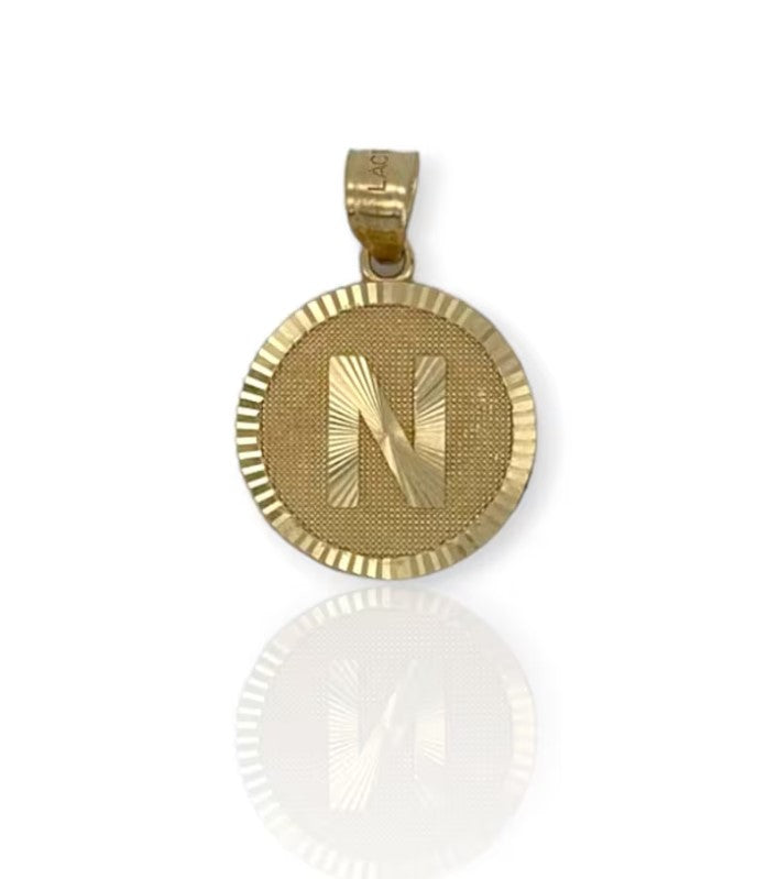 Initial Pendant Charm Diamond Cut - 10K Yellow Gold