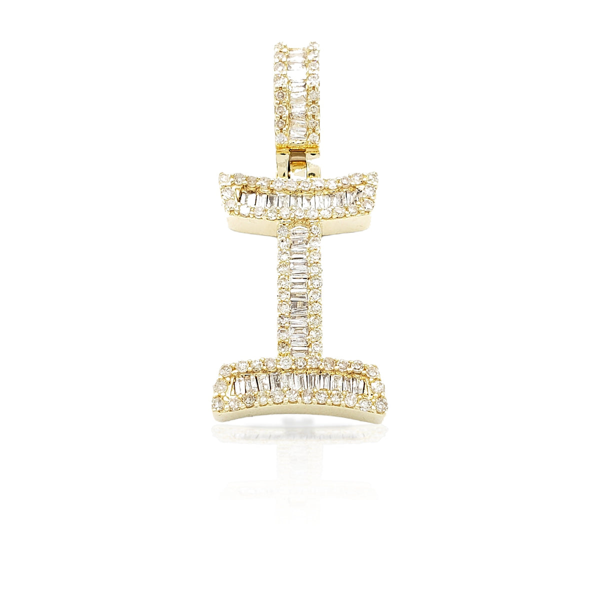 14K Gold Baguette Diamond Letter Pendants