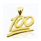 100 Number Pendant with Polished Script - 10K Yellow Gold
