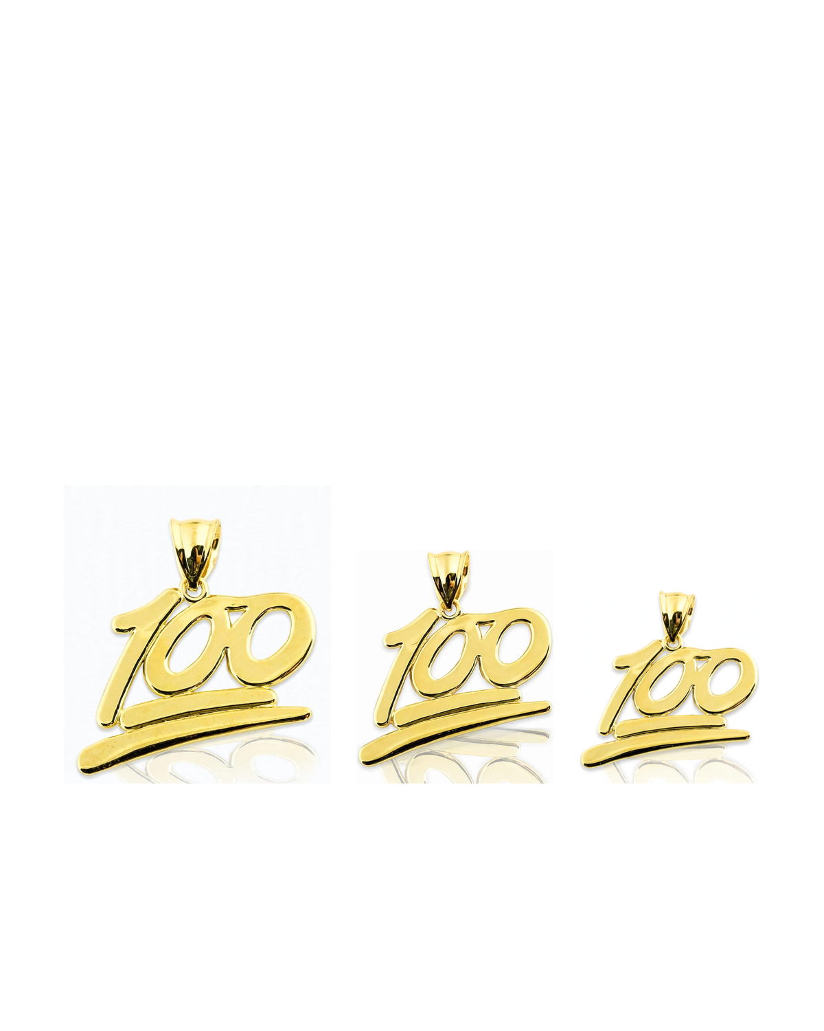 100 Number Pendant with Polished Script - 10K Yellow Gold