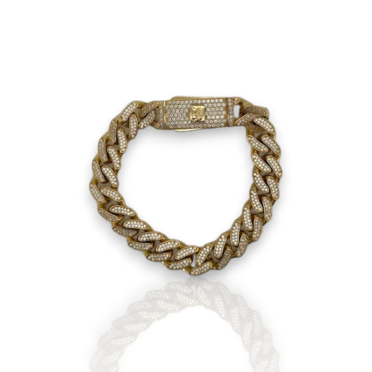 Pave Link Cz Bracelet - 10K Yellow Gold