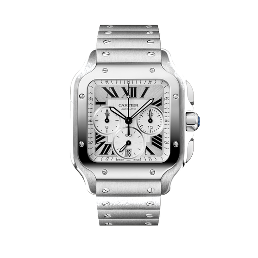 Cartier Santos de Cartier WSSA0083 - Large model Steel, Satin- and sunray-finish (chronograph) Dial, Steel bracelet