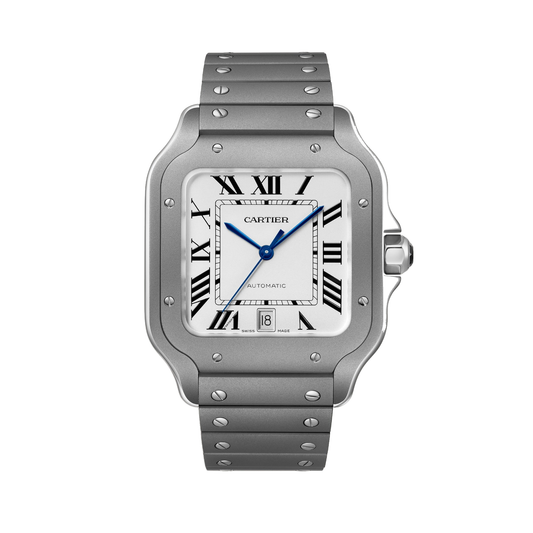 Cartier Santos de Cartier WSSA0089 - Large model Titanium, Silvered opaline Dial, Titanium bracelet