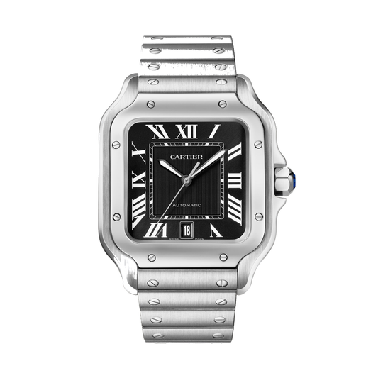 Cartier Santos de Cartier WSSA0096 - Large model Steel, Black Dial, Steel bracelet