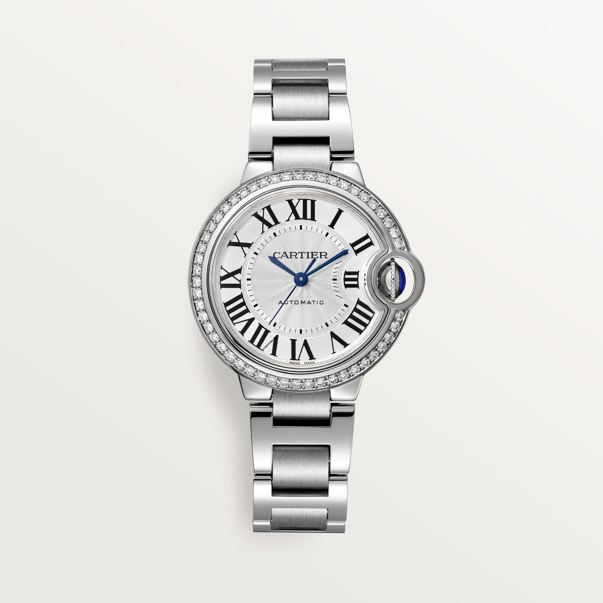 Cartier Ballon Bleu de Cartier W4BB0023 - 33 mm Steel, Silvered guilloché Dial, Steel bracelet