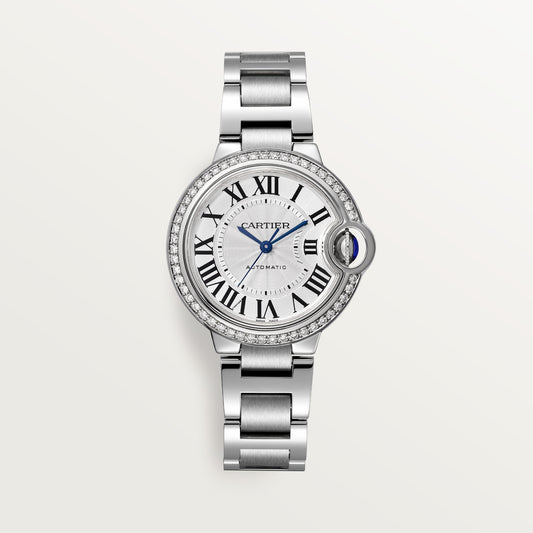Cartier Ballon Bleu de Cartier W4BB0023 - 33 mm Steel, Silvered guilloché Dial, Steel bracelet