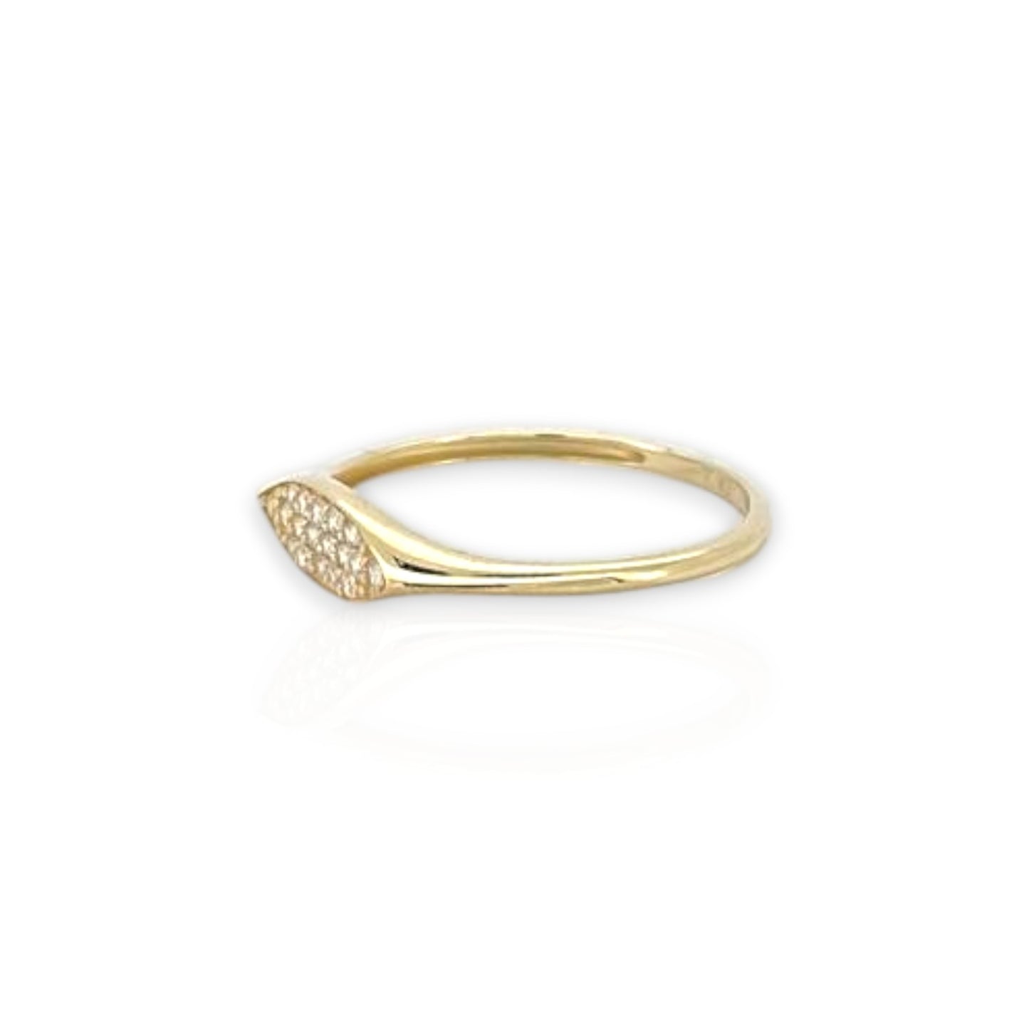 Leaf Ring CZ - 10K Yellow Gold