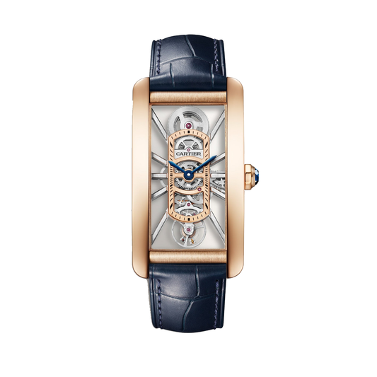 Cartier Tank Américaine Skeleton Watch WHTA0040 - Large model 18K rose gold, Skeleton (openworked) movement bridges Dial