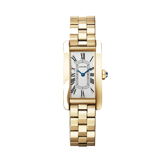 Cartier Tank Américaine WGTA0406 - Small model 18K yellow gold, Silvered satin-finished Dial, 18K yellow gold bracelet