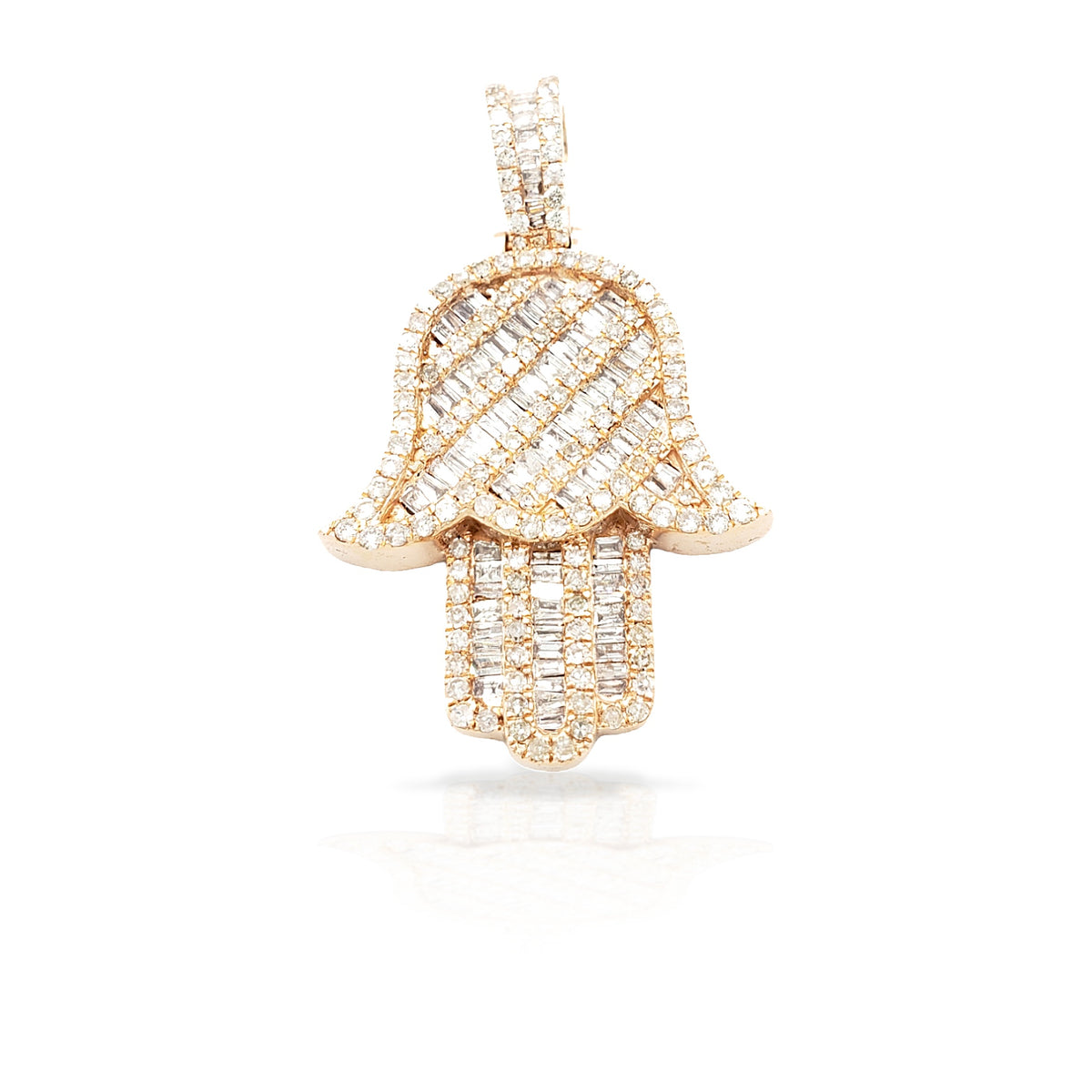 14K Baguette Diamond Hamsa With 2.44 Carats Of Diamonds