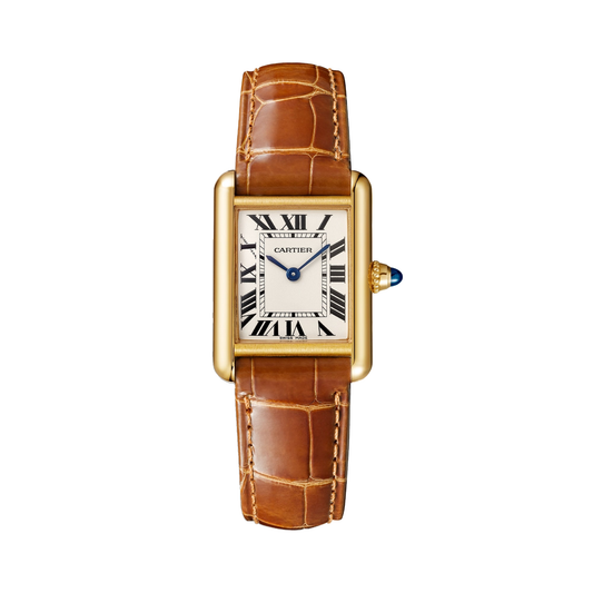 Cartier Tank Louis Cartier WGTA0342 - Small model 18K yellow gold, Silver-grained Dial, Alligator leather strap