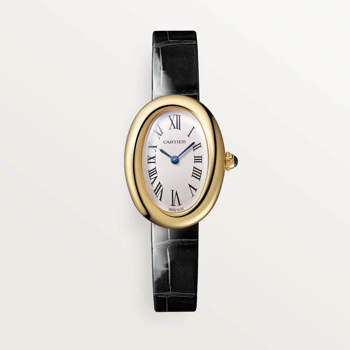 Cartier Baignoire WGBA0042 - Small model 18K yellow gold, Silvered Dial, Varnished black alligator leather strap