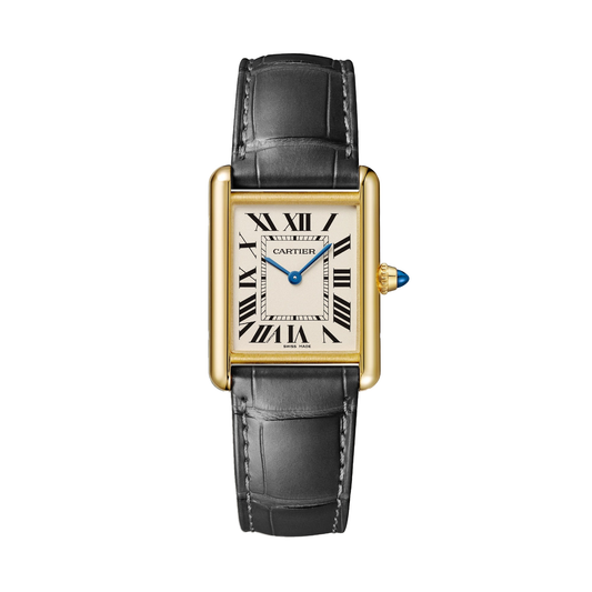 Cartier Tank Louis Cartier WGTA0343 - Medium model 18K yellow gold, Grained silvered Dial, Dark gray alligator leather strap