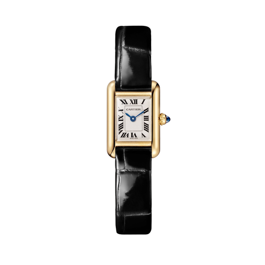 Cartier Tank Louis Cartier WGTA0352 - Mini model 18K yellow gold, Grained silvered Dial, Shiny black alligator leather strap