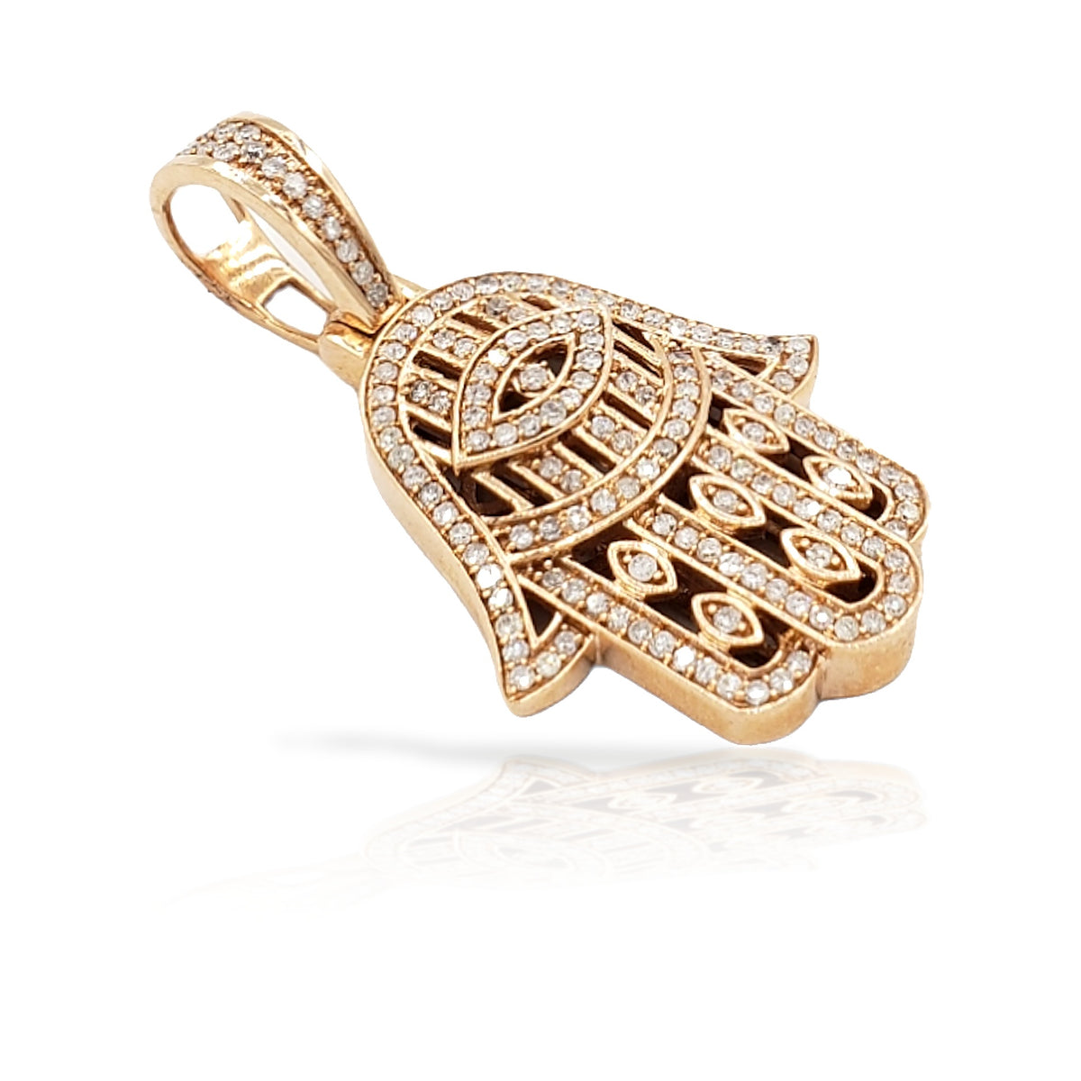 14K Diamond Hamsa With 0.76 Carats Of Diamonds