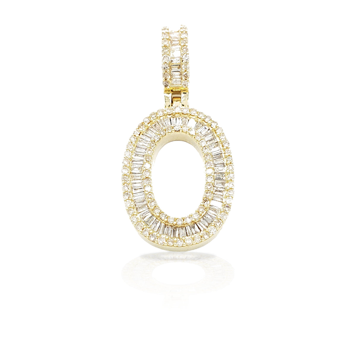 14K Gold Baguette Diamond Letter Pendants