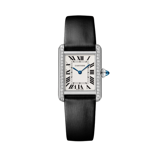 Cartier Tank Must de Cartier W4TA0031 - Small model Steel, Silvered Dial, Interchangeable black brushed calfskin strap