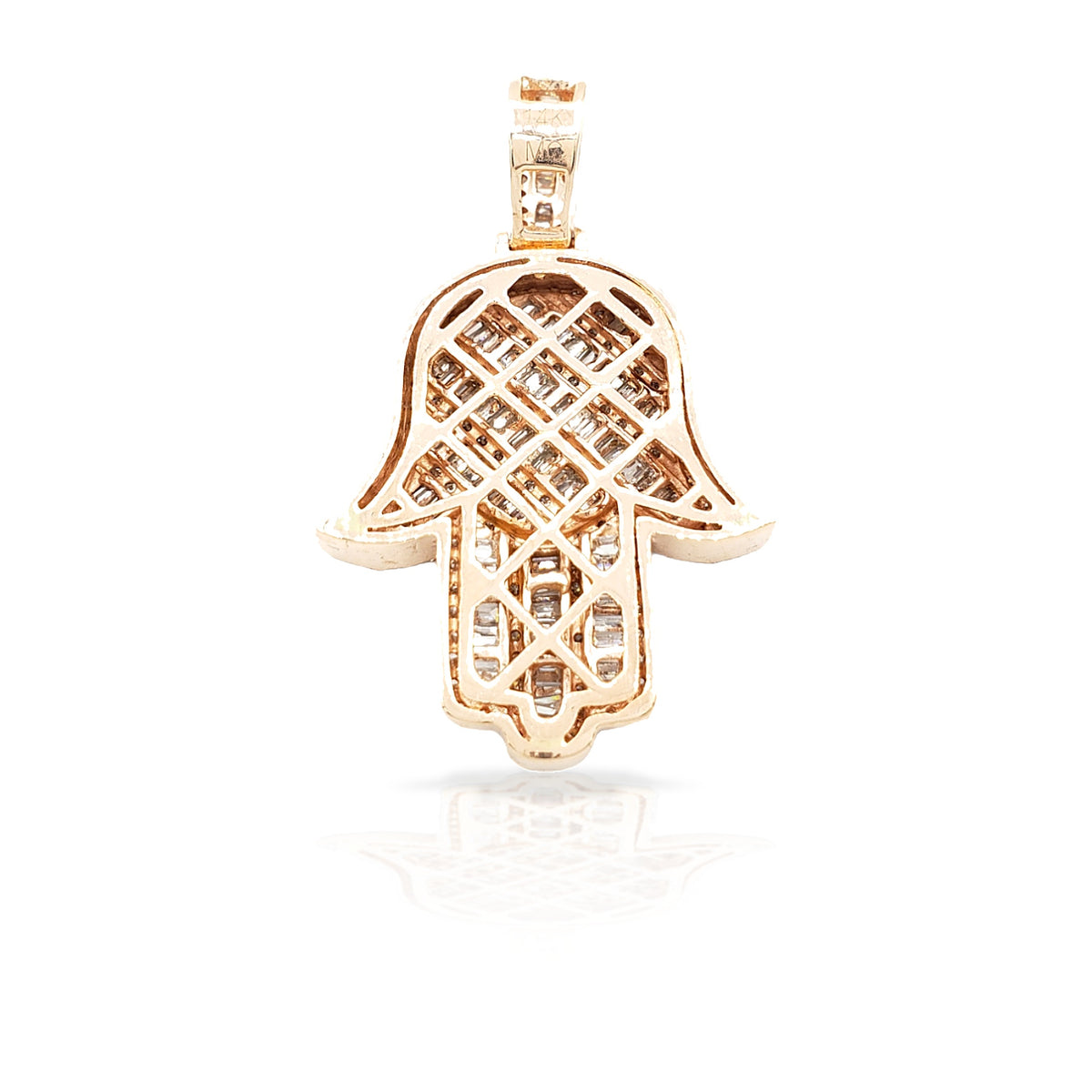 14K Baguette Diamond Hamsa With 2.44 Carats Of Diamonds
