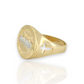 Last Supper Diamond Cut Two Tone Rounded Ring  - 10K Yellow Gold