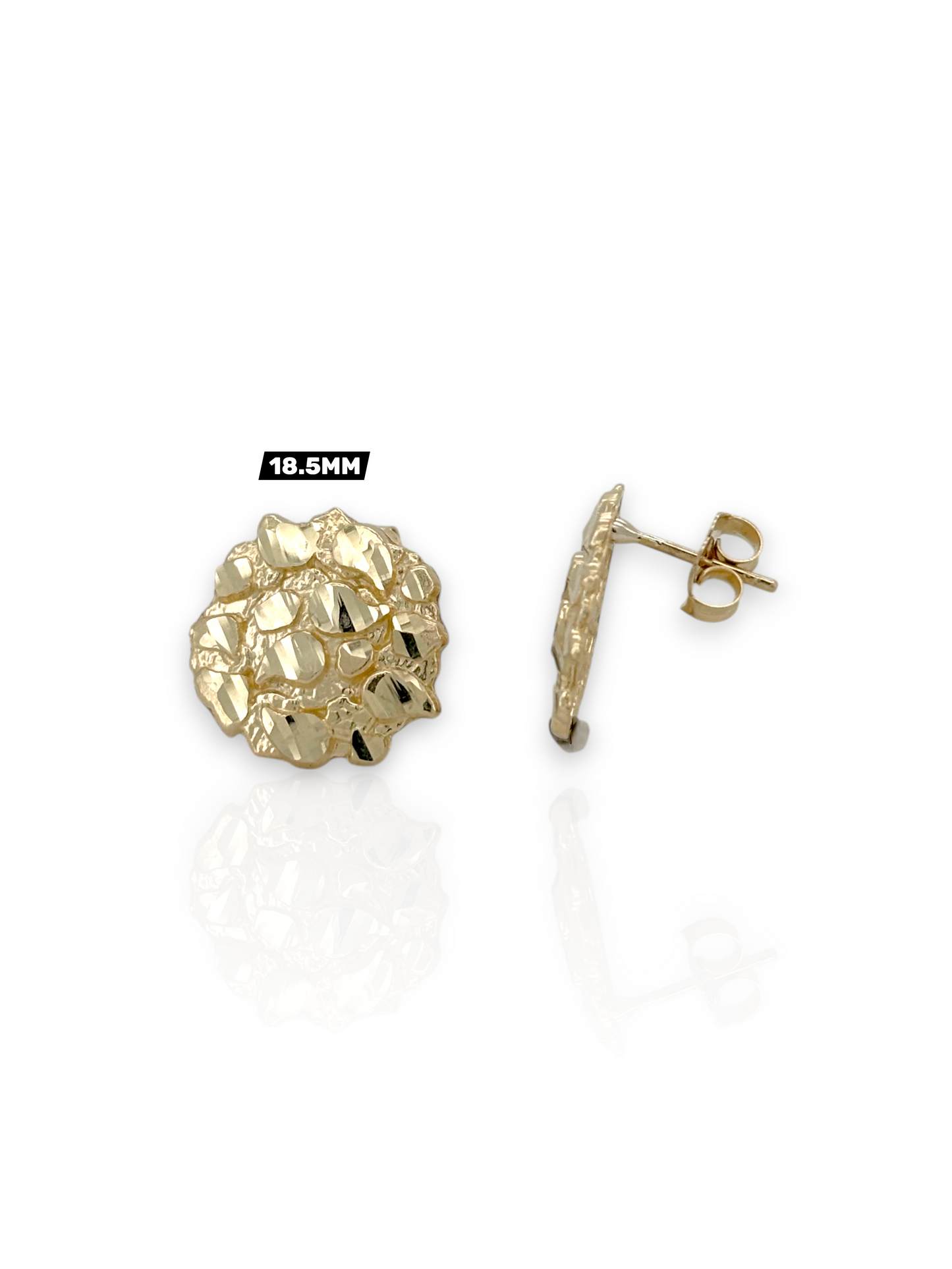 Round Nugget Stud Earrings - 10K Yellow Gold