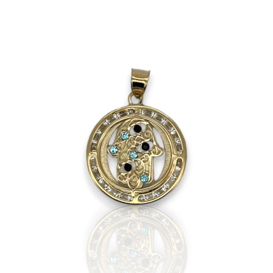 Medallion Hamsa CZ - 10K Yellow Gold